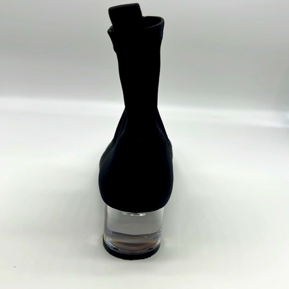 Zara - Black Polyester Sock Ankle Boots With Clear Laminated Heels Size 36 - Picture 7 of 16